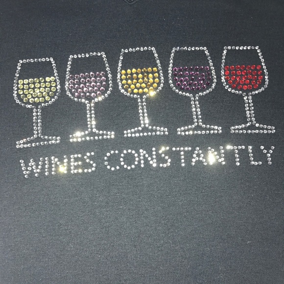 Wines Constantly Rhinestone Women's T-Shirt Top Sm - Picture 6 of 8